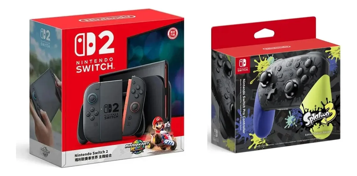 Controlador Nintendo Switch 2 Mario Kart W+ Pro Splatoon V1 cinza