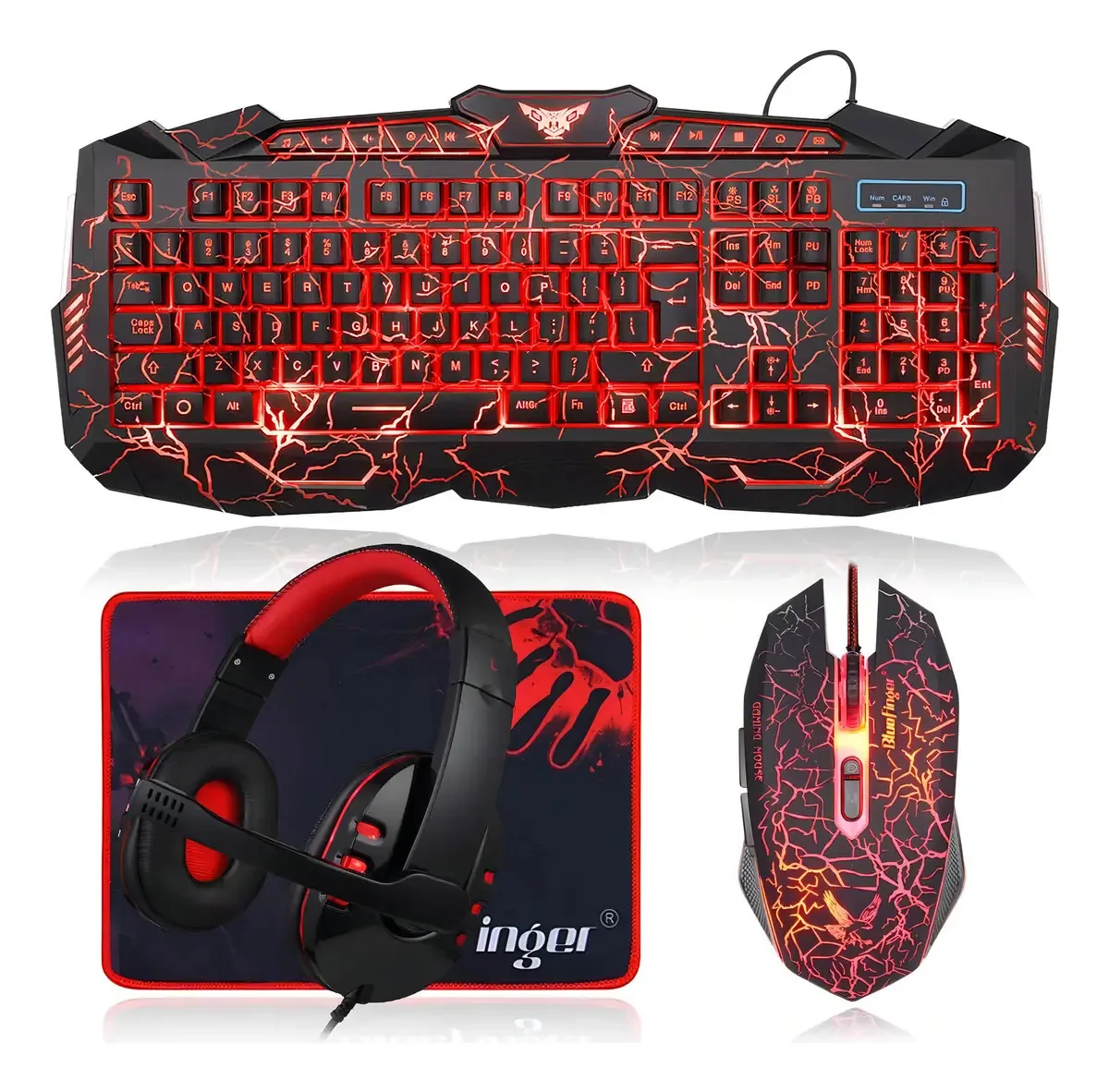 Bluefinger - Conjunto de teclados para jogos Tecl Usb Keyboard