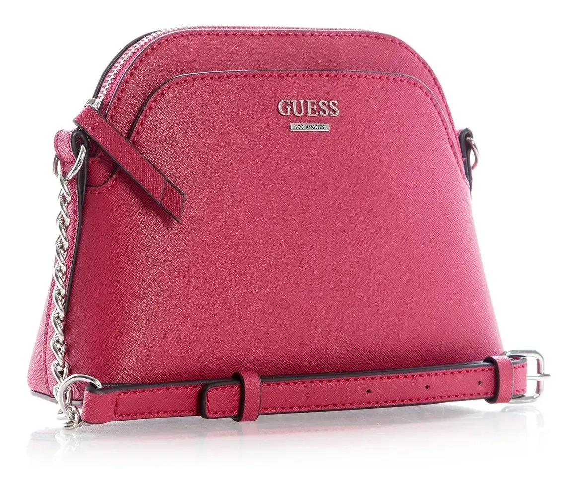 Bolsa Guess CROSSBODY Kalei, design liso de PVC vermelho com alça de ombro vermelha e ferragens de níquel