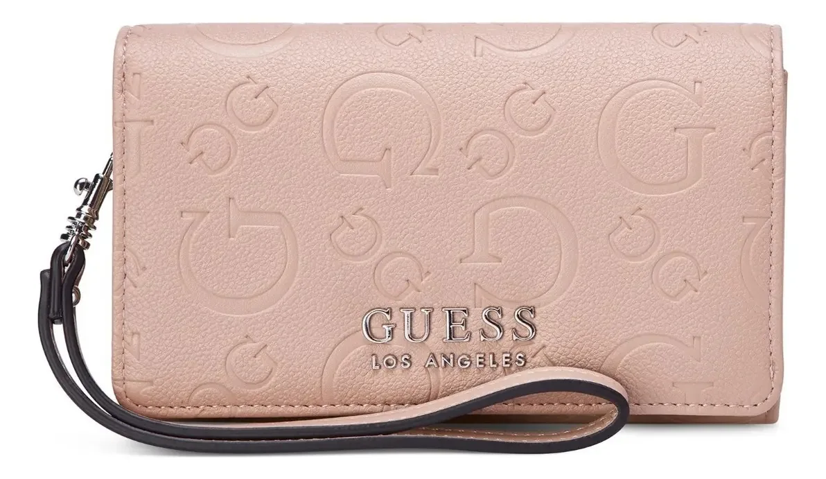 Carteira Guess Factory SE823842-pwd com acabamento em níquel, cor rosa antigo, alça de ombro, rosa antigo, design de tecido sólido