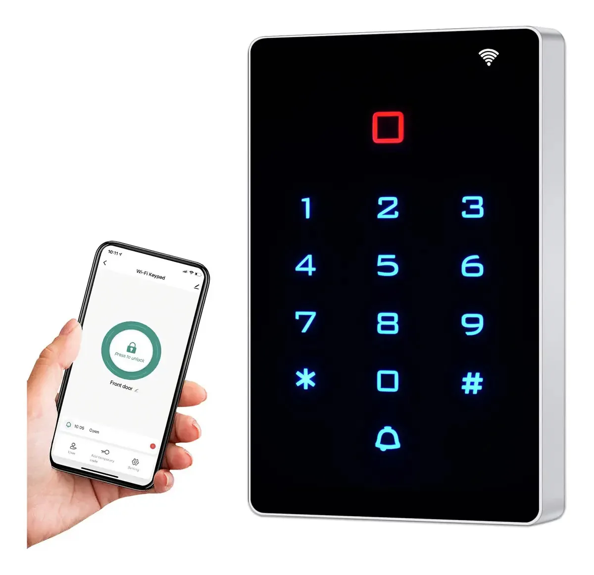 Teclado de controle de acesso WiFi sem fio, porta retrô