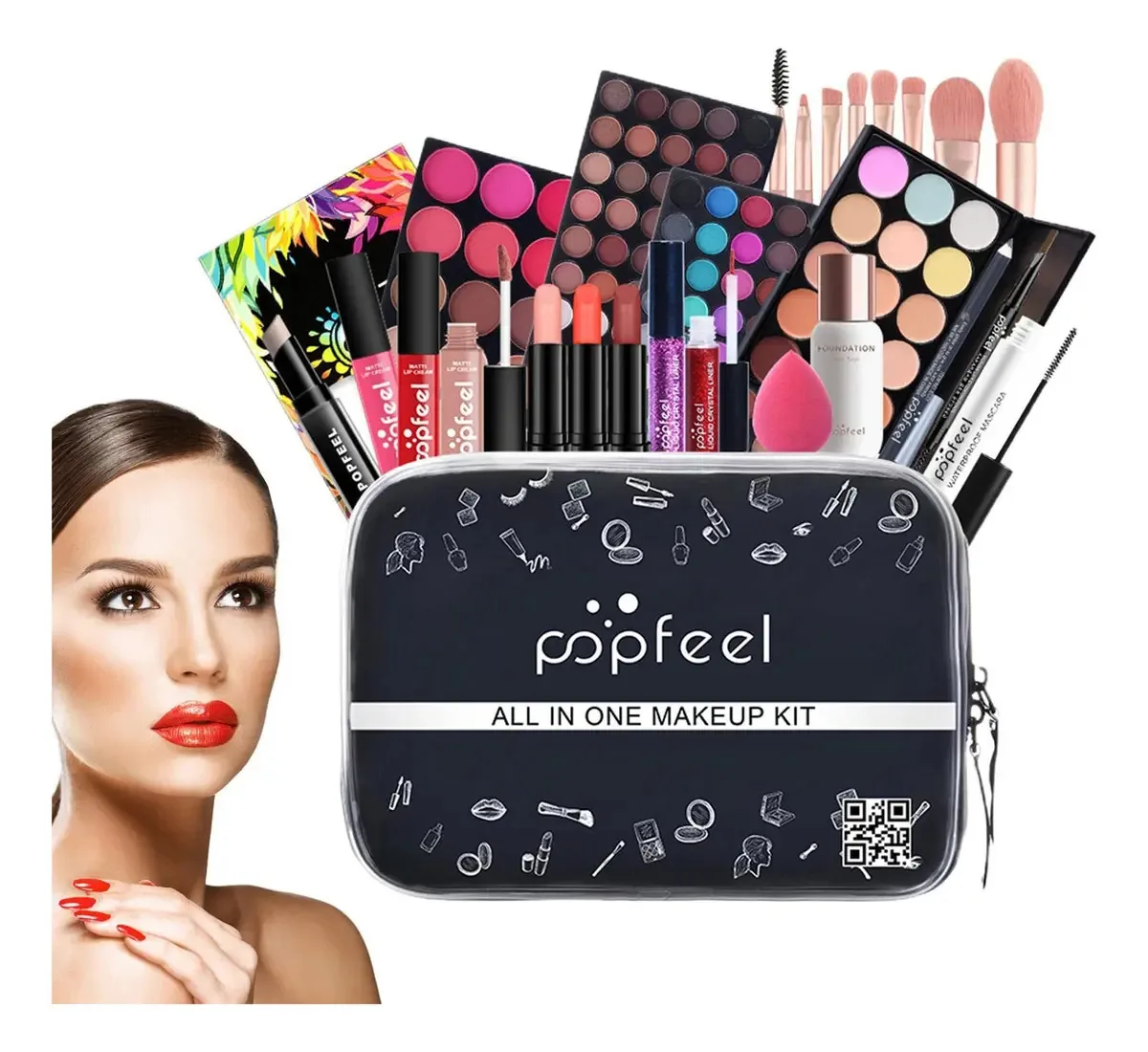Conjunto de maquiagem multifuncional Halatua, kit de maquiagem de beleza de 24 peças, conjunto de maquiagem tudo-em-um, inclui conjunto de pincéis de maquiagem, paleta de sombras para os olhos,...