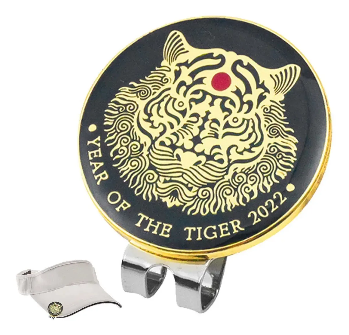 Marcadores Personalizados De Bolas De Golfe, Clipe De Boné De Marcador De Golfe Com Tema De Tigre | Marcador De Golfe Magnético Com Clipe De Padrão De Tigre Na Borda De Qualquer