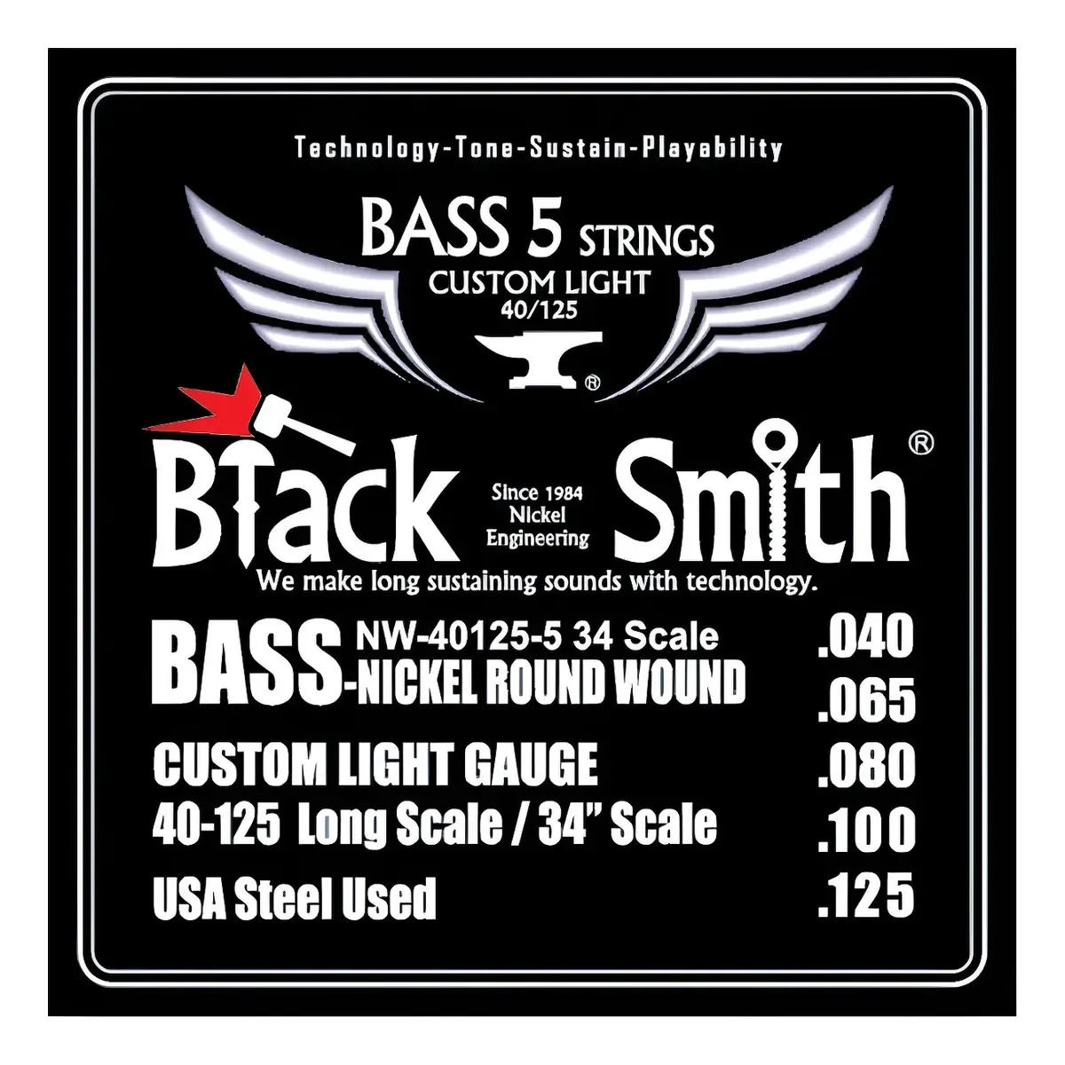 Baixo de 5 cordas Blacksmith Nw40125534, níquel