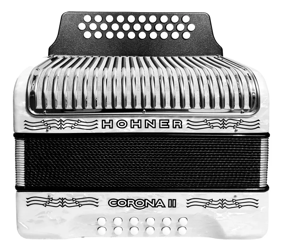Acordeon Hohner Corona Ii A5622 Branco 31 Botões 12 Baixos