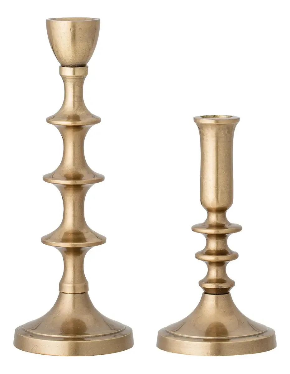 Conjunto De 2 Suportes Cônicos Decorativos De Metal Dourado
