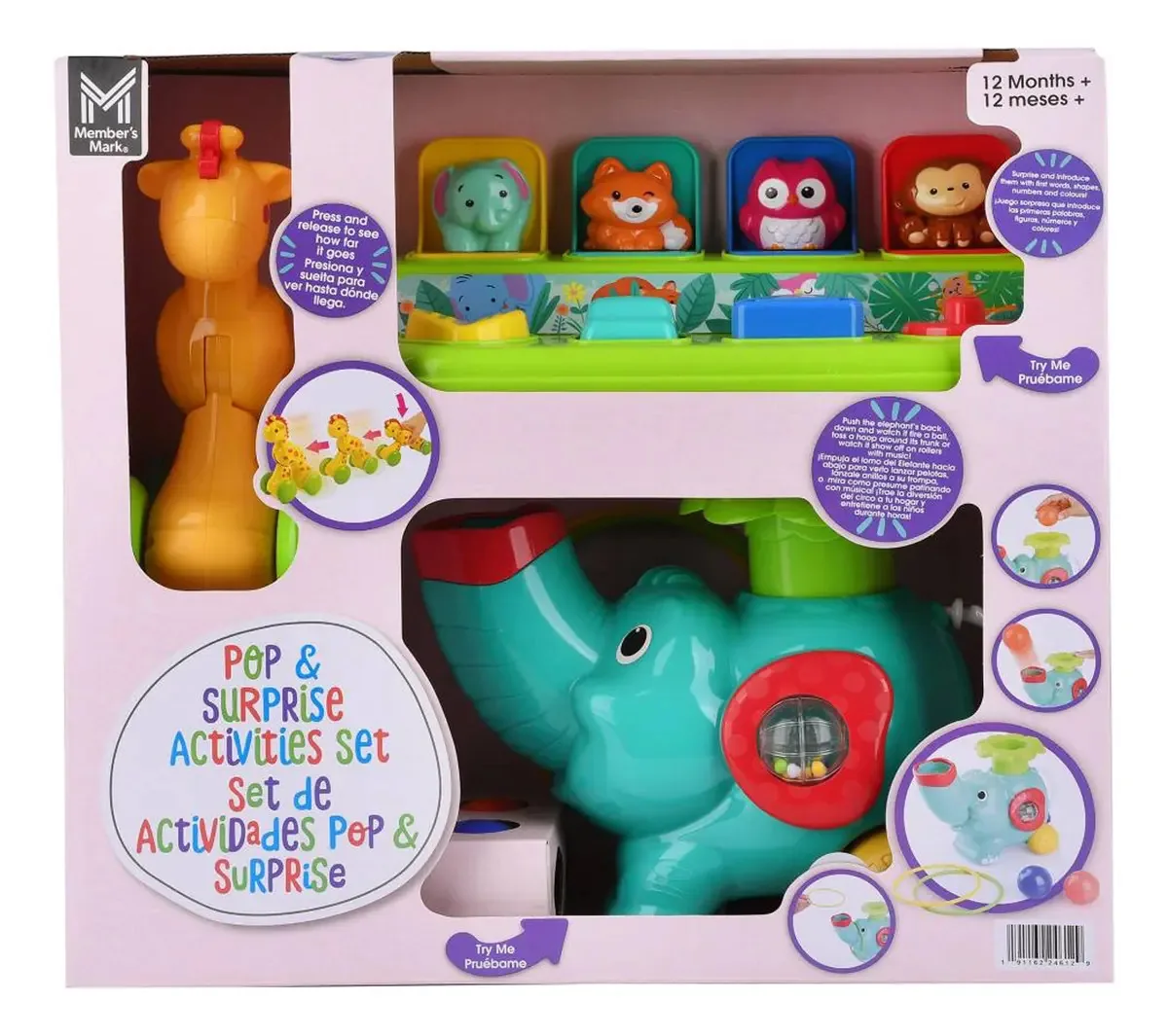 Conjunto de atividades multicoloridas para bebês Pop Surprise Color