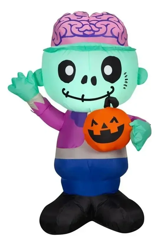 Zumbi inflável de Halloween com cérebro