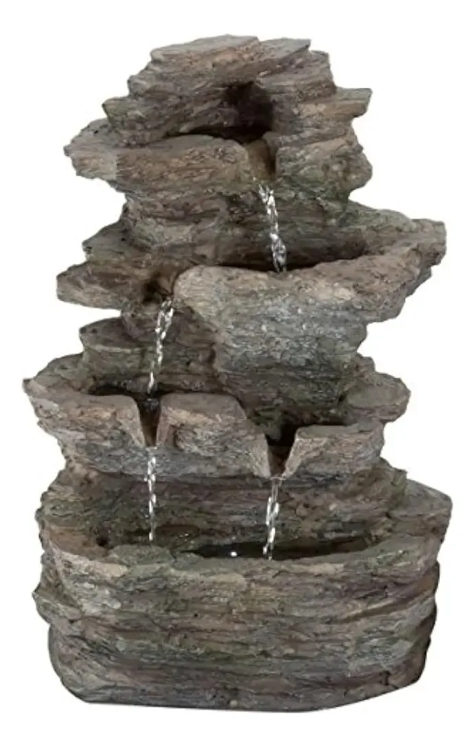 Fonte de água de mesa com cascata de pedra e luzes LED - Fue