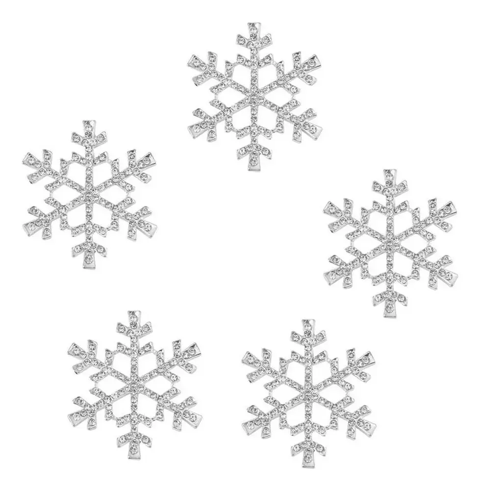 Botões Ultnice Rhinestone Snowflake Ornaments Silver 40 m