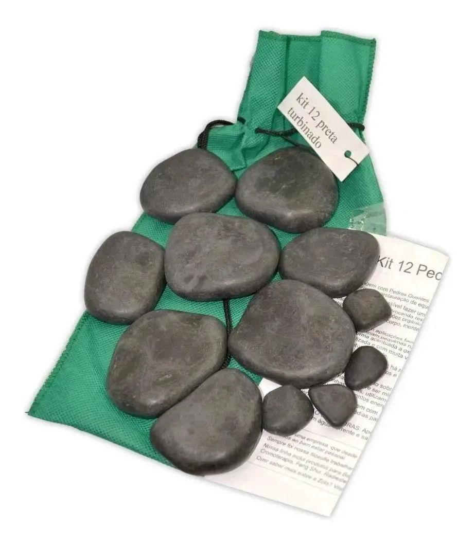 Kit 12 Pedras Quentes Basalto Turbinado Para Massagem Relaxa