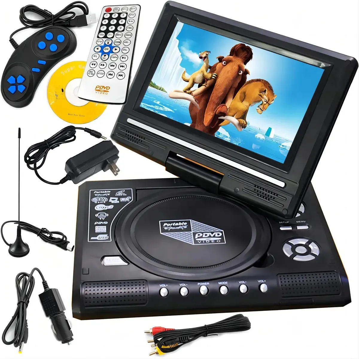 Leitor de DVD portátil multifuncional HD de 7,8 polegadas com cor preta Bedee 4