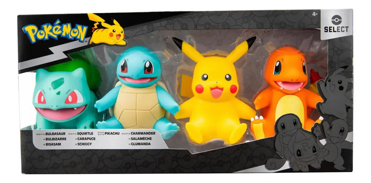 Conjunto de 4 bonecos Pokémon Select de 10 cm de Pikachu