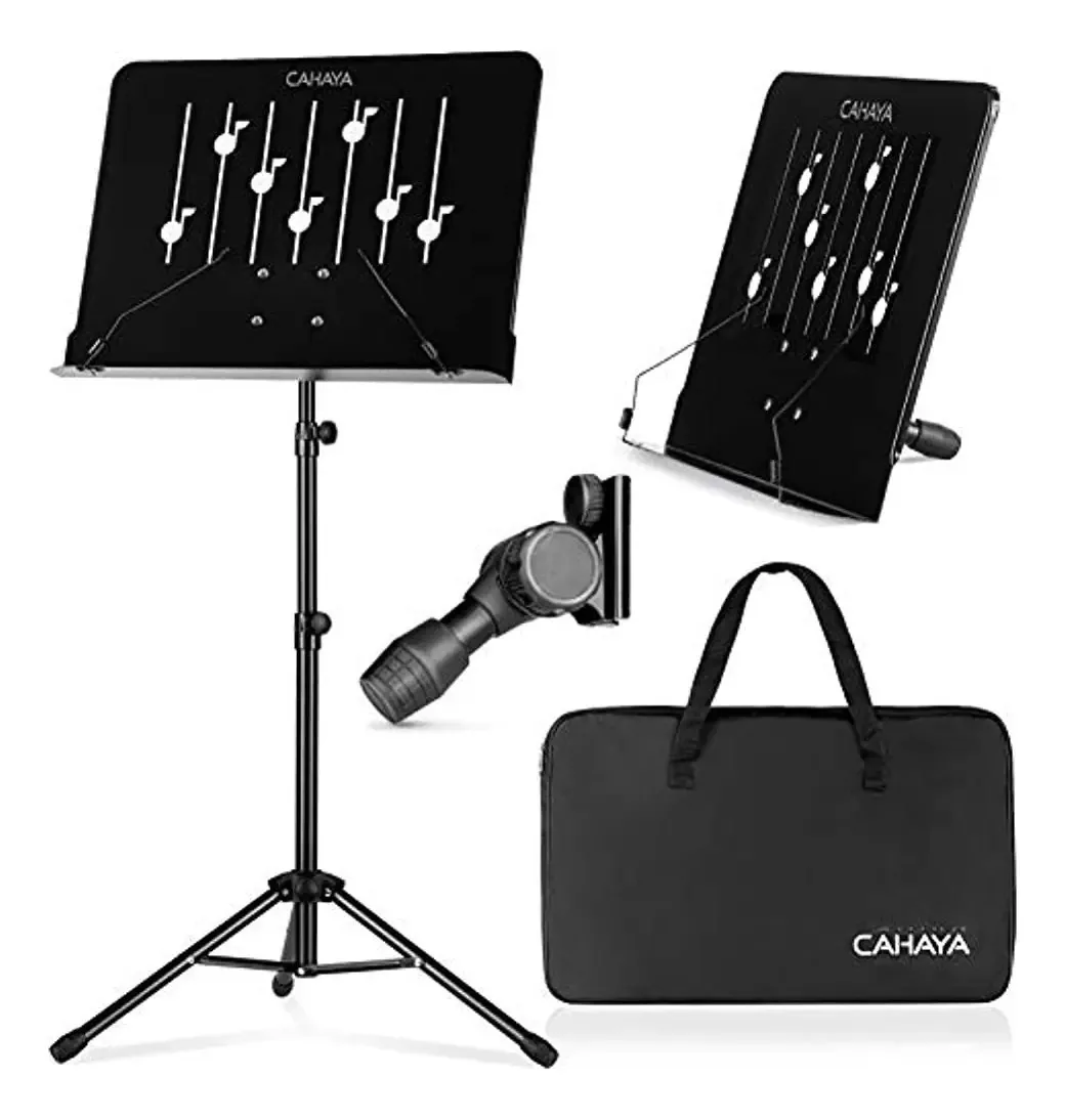 Cahaya 2-em-1 Suporte de Partituras & Suporte de Mesa Para Livros Com Design de Bemol Suporte Para Partituras Dobrável 80-142cm Com Bolsa de Transporte