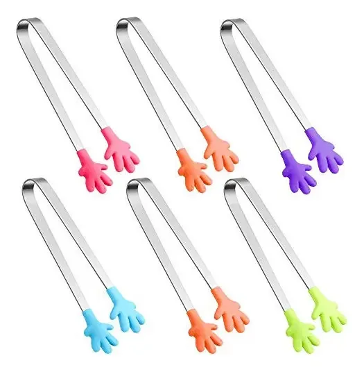 6 mini pinças de silicone, pinças para alimentos em forma