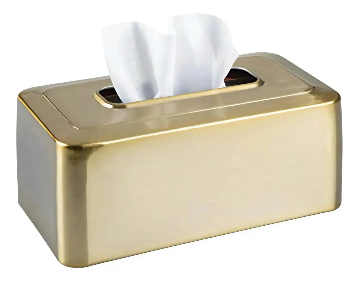 Caixa de lenços de papel recarregável Mdesign Capa prática de lenços descartáveis elegantes dispensadores de lenços descartáveis para pia ou móveis de banheiro em latão