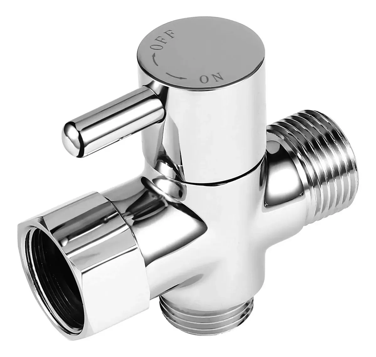 Adaptador de bidê em latão em forma de T com válvula de corte