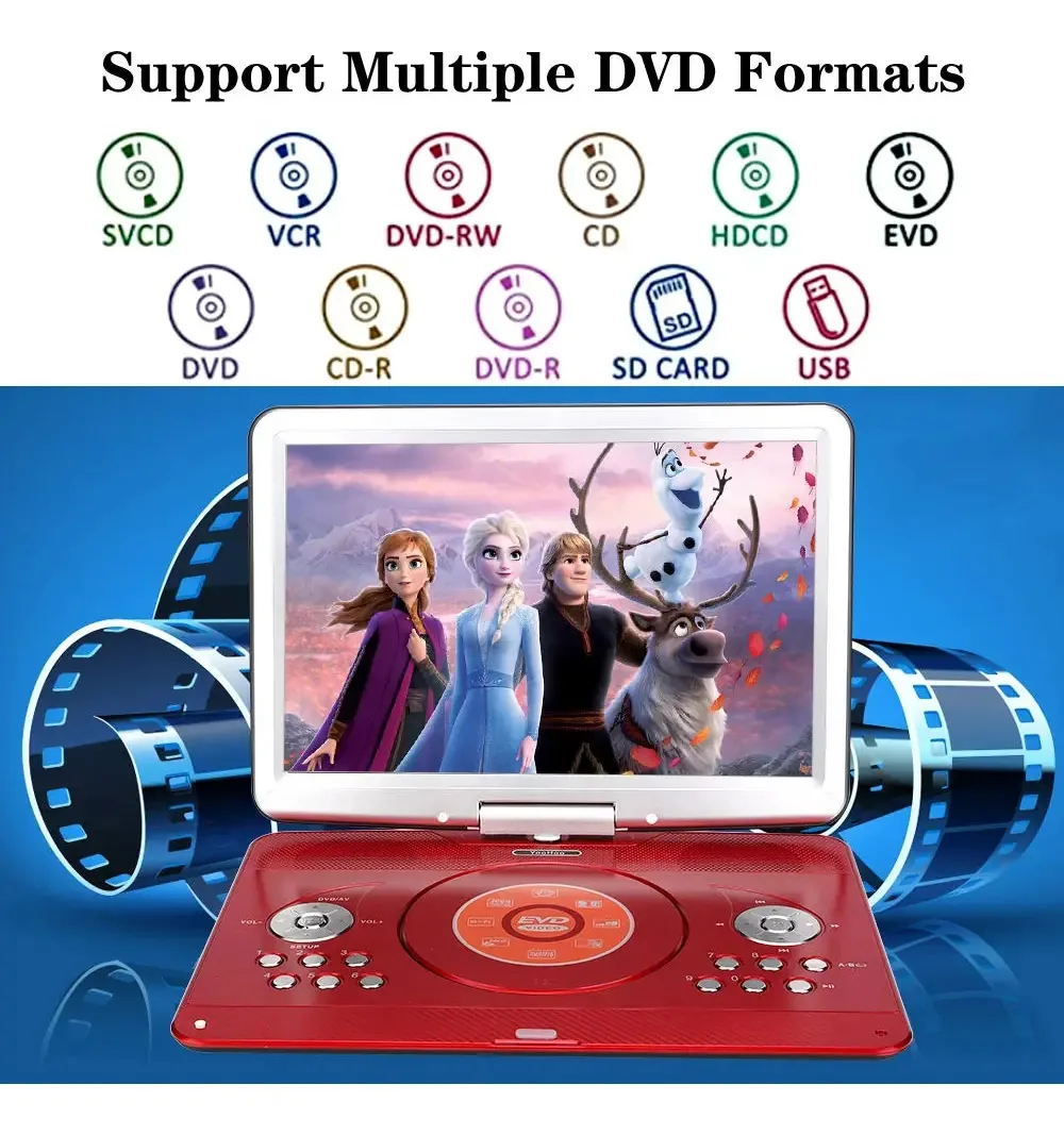 Yoohoo Reprodutor de DVD Portátil 16.9" Vermelho.