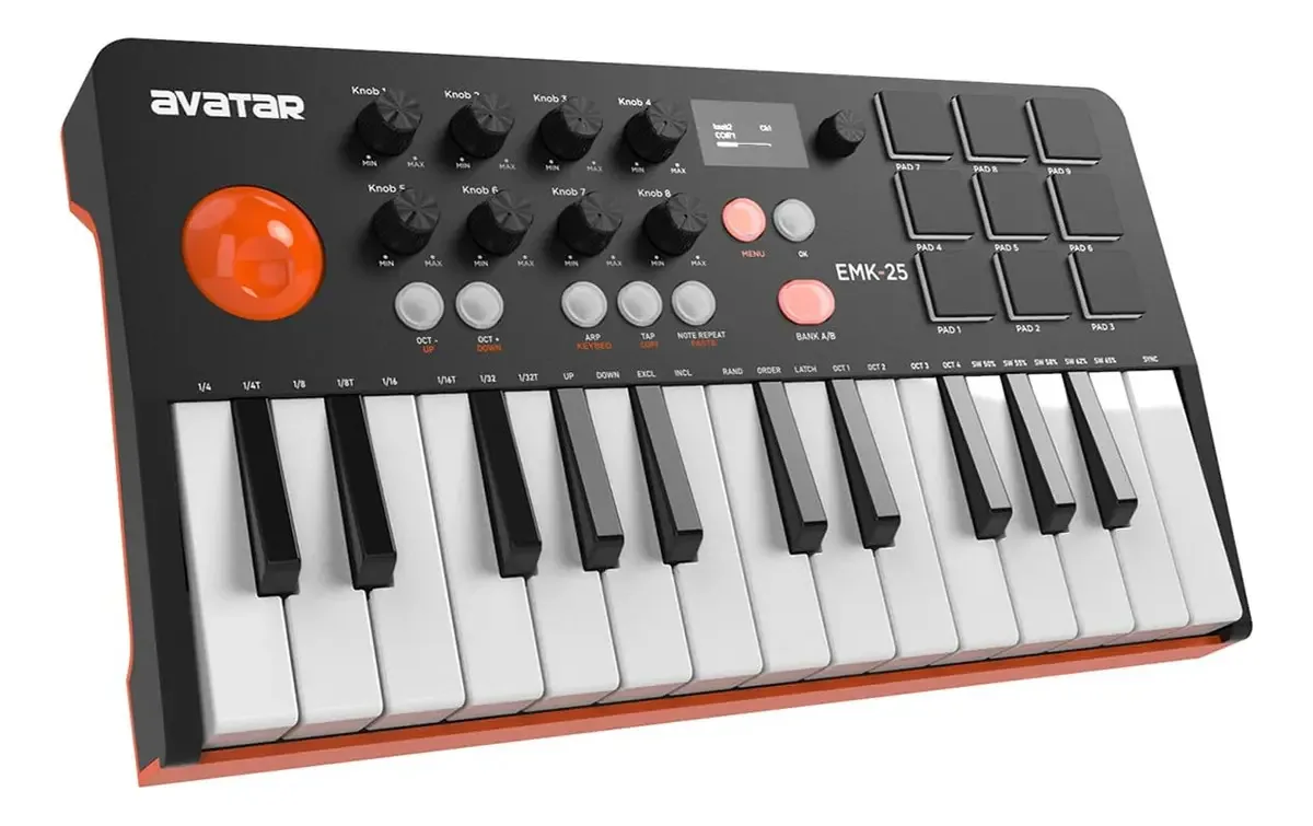 Teclado Midi Bluetooth sem fio Hxw, controlador Midi F, cor preta - laranja