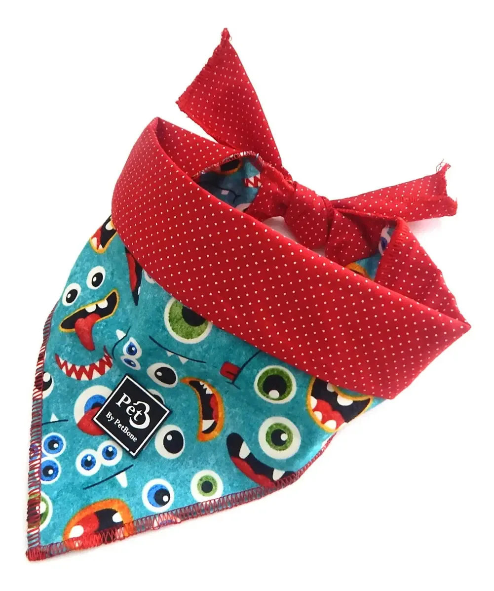 Bandana Pet Petbone M - Monstros/azul