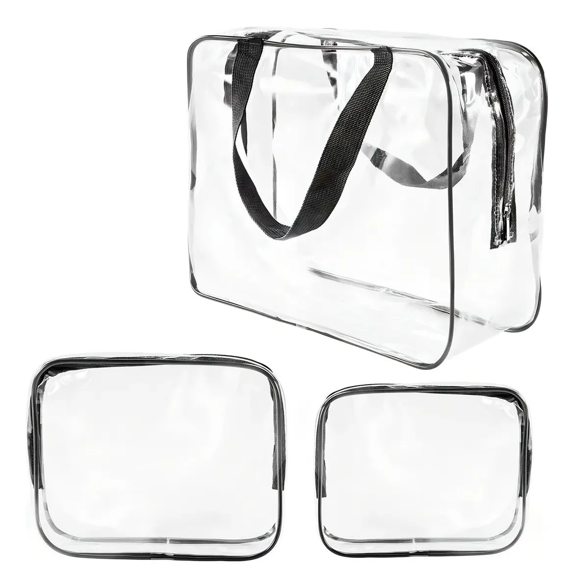Cowalkers Bolsa Cosmética Transparente De Armazenamento De Artigos De Higiene Pessoal Para Viagem Aérea, Cubos Resistentes À Água Com Fecho De Zíper