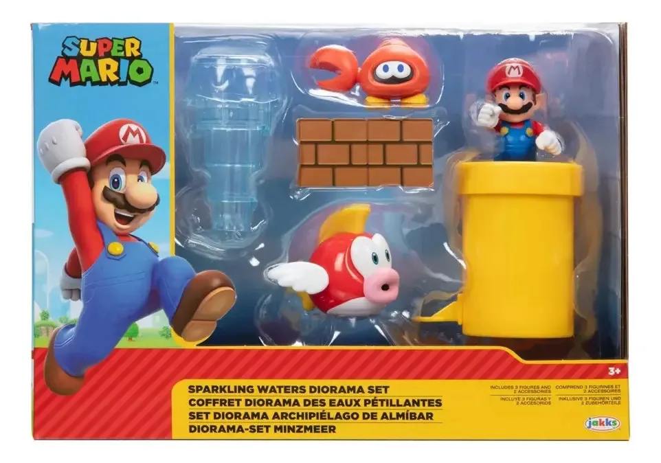 Conjunto de dioramas Super Mario Bros., bonecos de água e acessórios