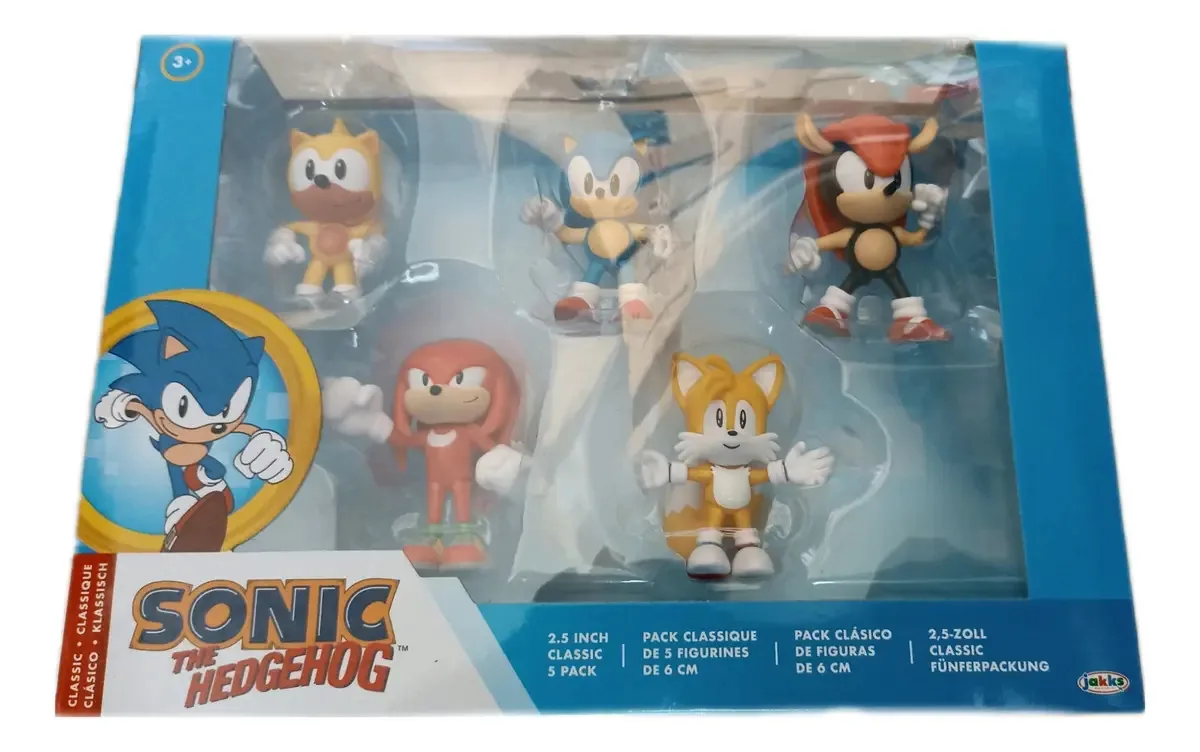 Pacote de 5 bonecos clássicos de Sonic The Hedgehog de 6 cm