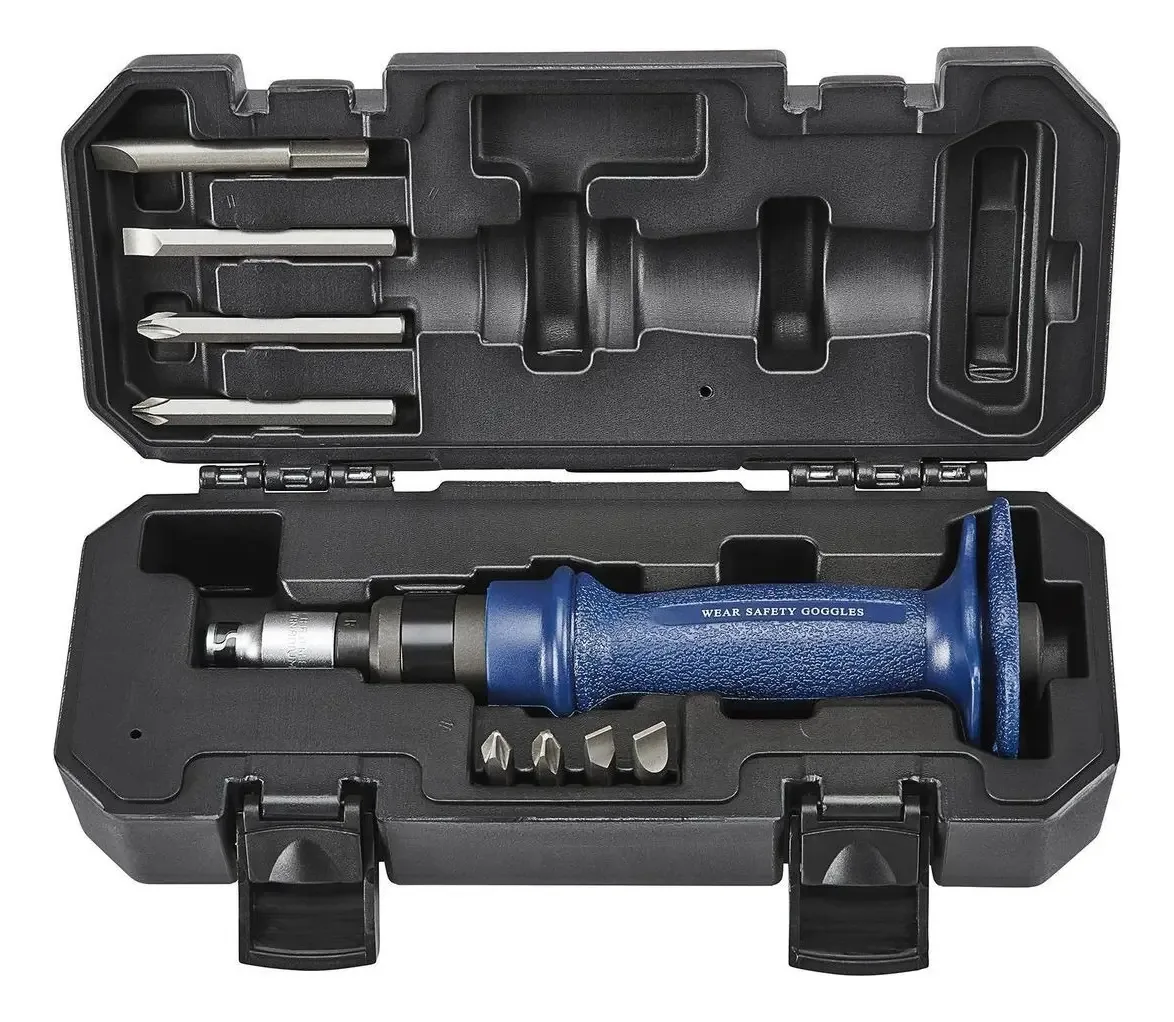 Conjunto de chaves de fenda de impacto Quinn de 9 peças, cor azul, frequência 50 Hz