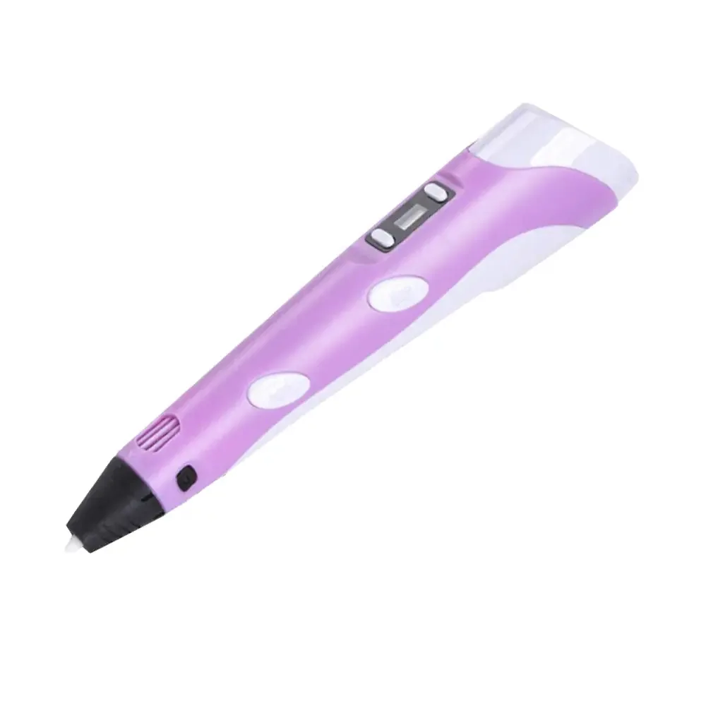 Caneta de impressão 3D com LCD +filamentos+base rosa