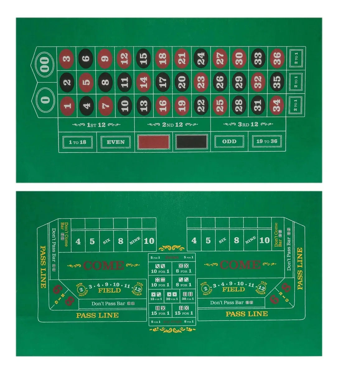 Mesa De Dados De Dupla Face E Feltro De Cassino De Roleta | Conveniente, Economia De Espaço De 91,4 X 45,7 Cm Enrolável Para Jogos De Cassino | Mini Feltro Macio De 2 Mm Para Mesa De Café Texas Hold