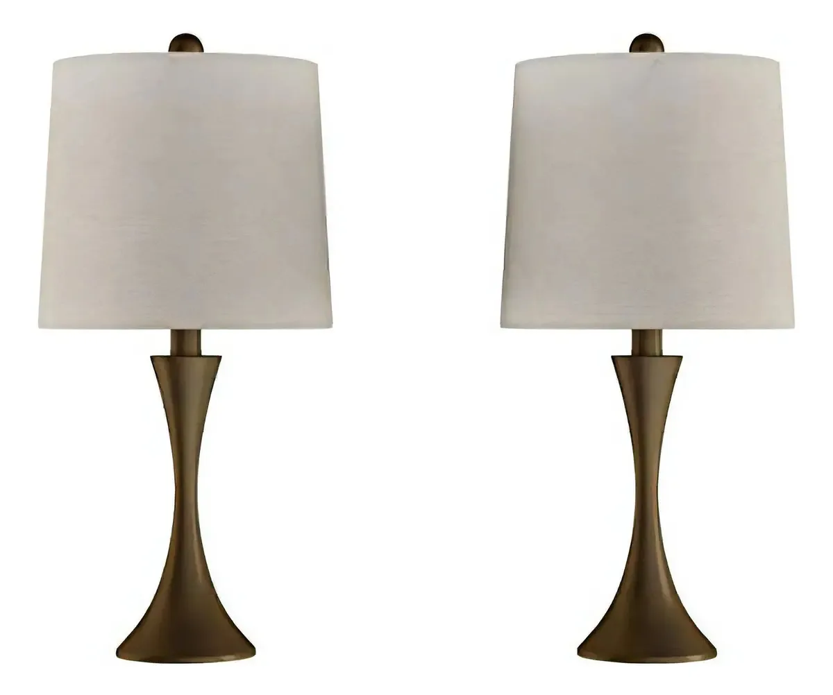 Luxuoso conjunto de luminárias de mesa domésticas de 2 metais modernos