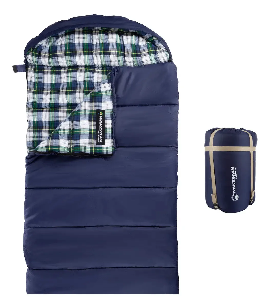 Saco de dormir com capuz azul marinho para acampar