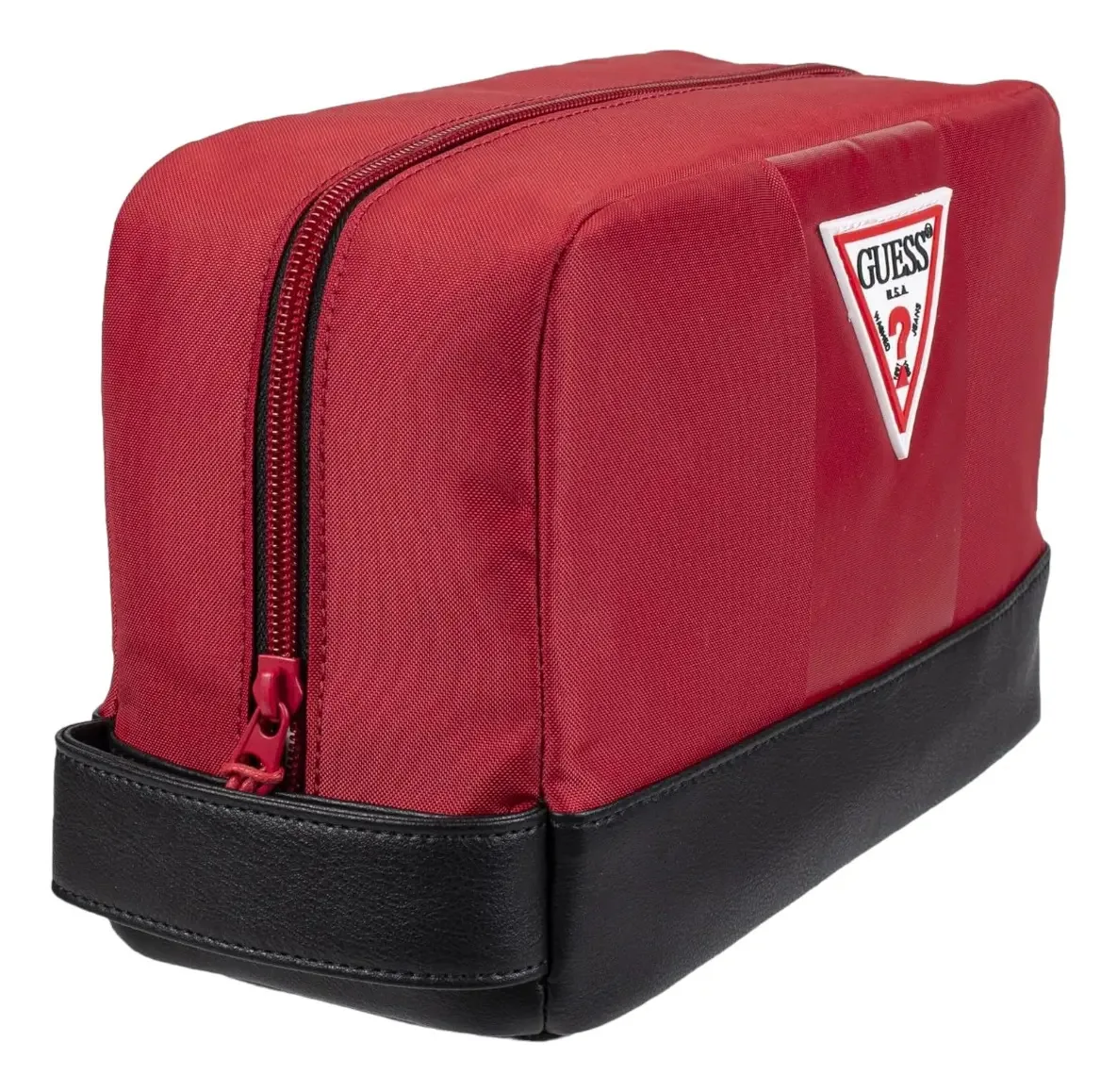 Bolsa de viagem Guess, bolsa de higiene pessoal masculina, cor vermelha, design de tecido liso
