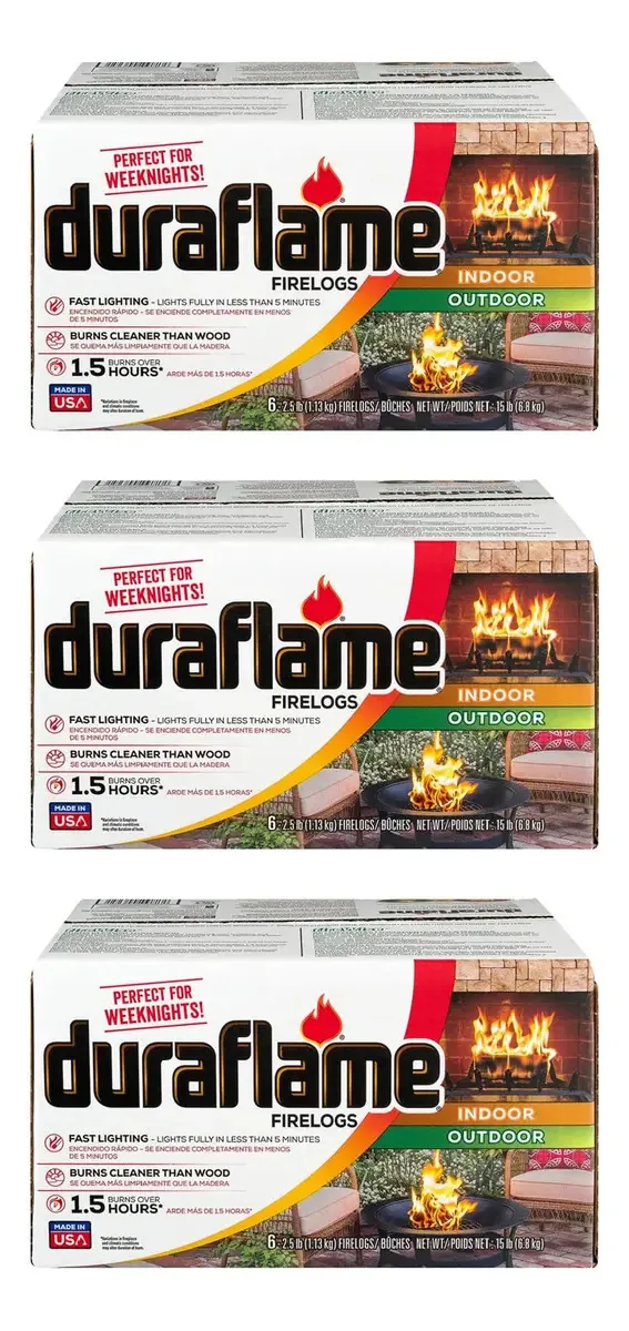 Duraflame - Lareira de Acendimento Rápido para Uso Interno e Externo, 2.5 Libras para Camping, Lareiras, Fogueiras e Lar, 4.5 Horas de Tempo de Queima (Pacote com 18)