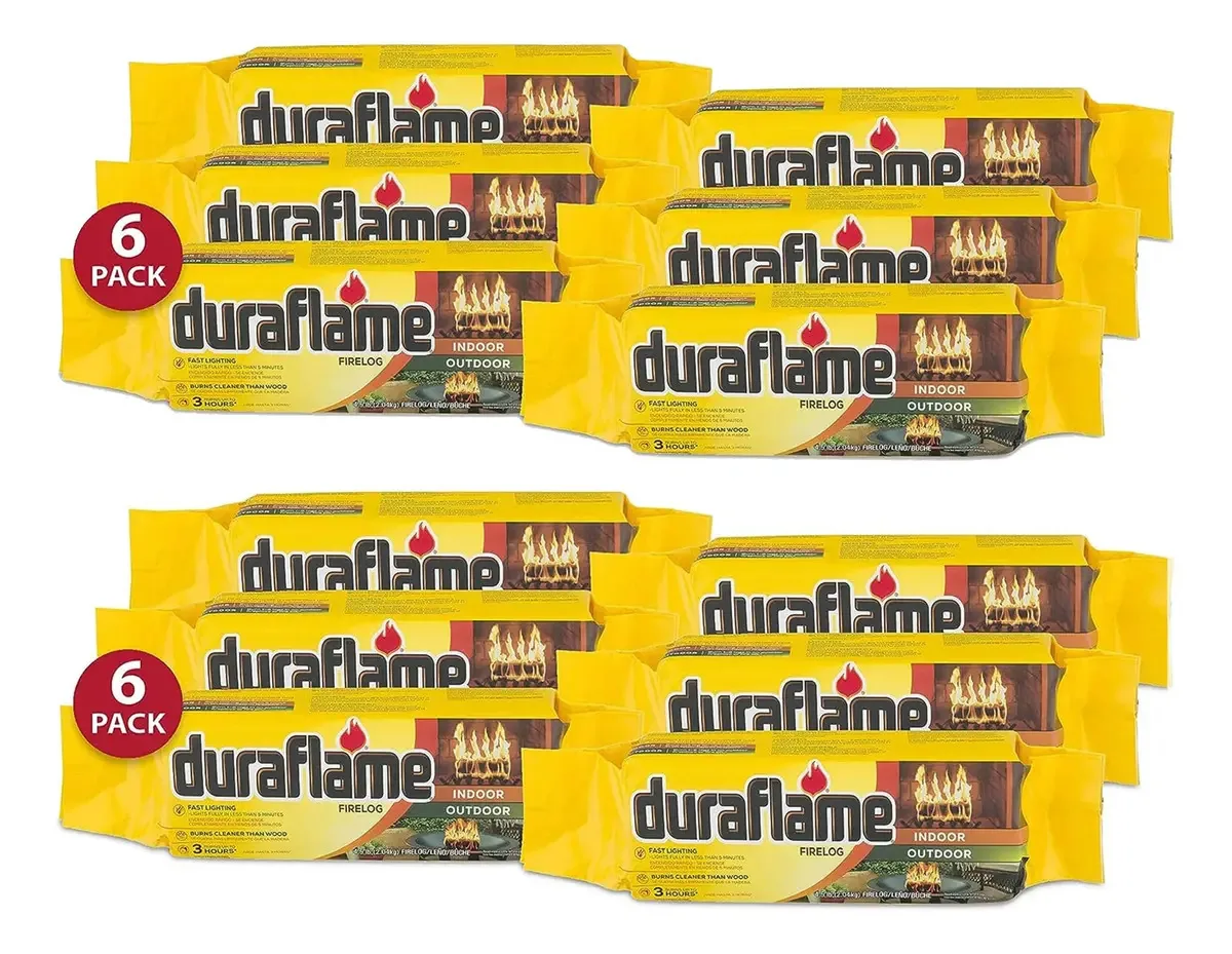 Duraflame - Lareira de Acendimento Rápido para Ambientes Internos e Externos de 4.5 Libras para Camping, Lareiras, Fogueiras e Lareiras, 3 Horas de Tempo de Queima (pacote com 12)