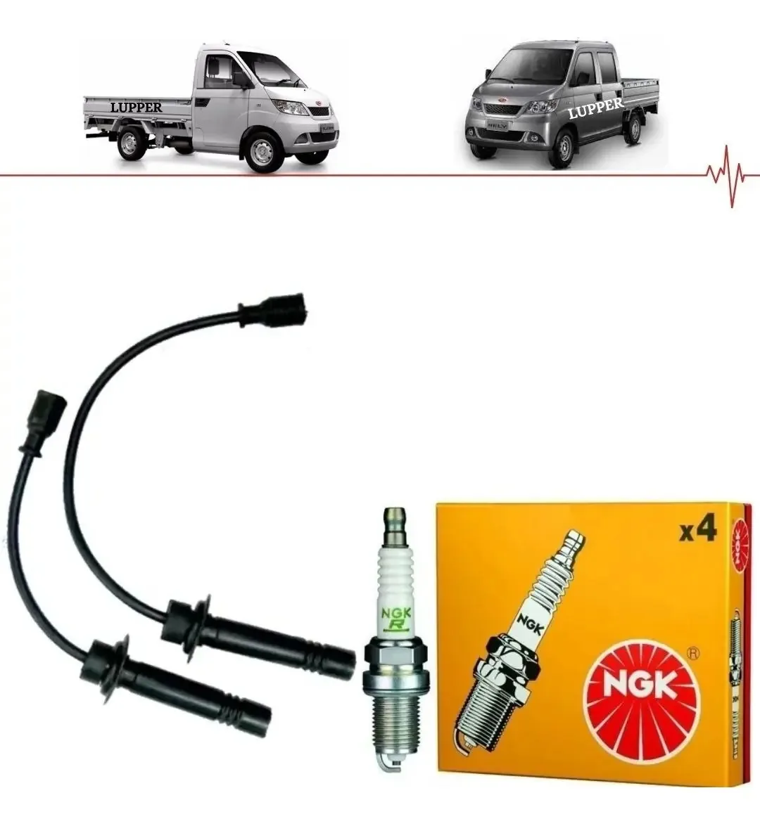 Cabos Ignição Lc Cabos Rely Pick-up + Velas Ngk Preto