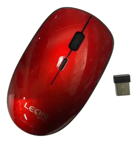 Mouse Usb Sem Fio Para Computador E Notebook - Leon Gts Cor Vermelho
