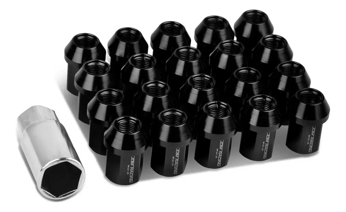 Porcas de roda pretas Dna Motoring M12 X 1,25 20 unidades