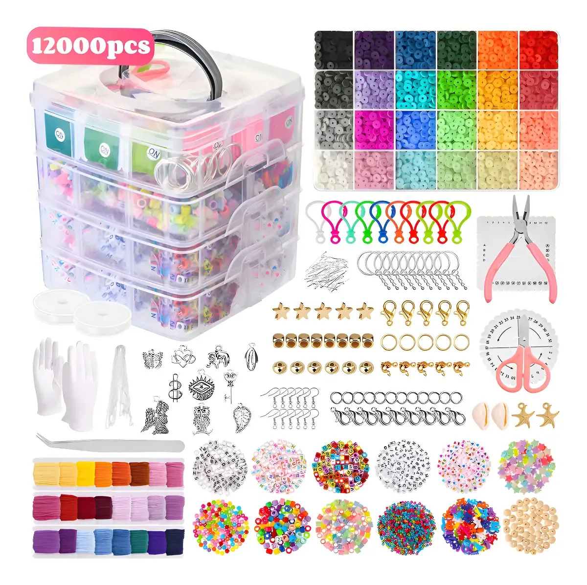 Kit Miçangas Completo 12000p Para Fabricação Joias Pulseiras
