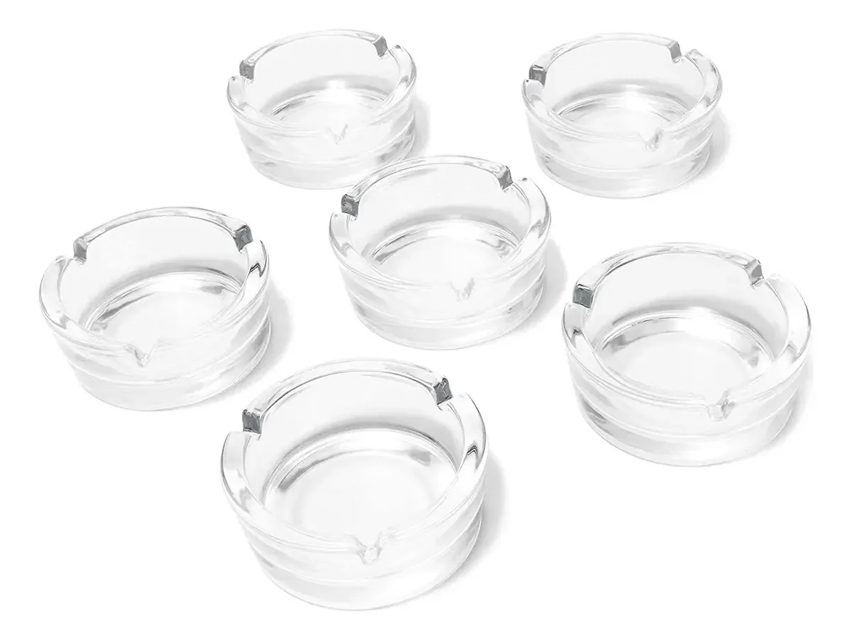 Pacote de 6 cinzeiros de cigarro de vidro transparente