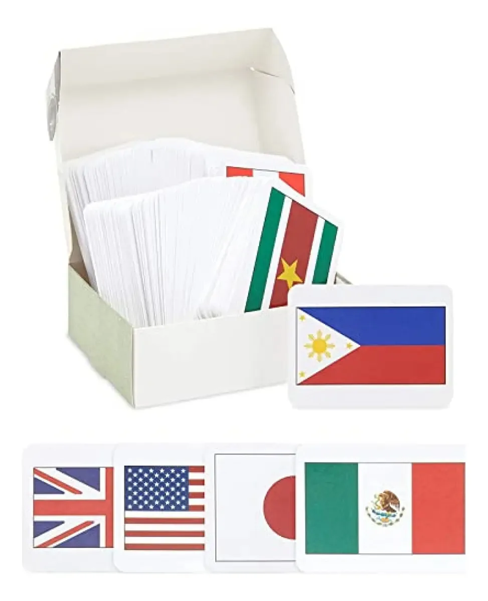 Cartões didáticos 205 cartões flash com bandeiras de países