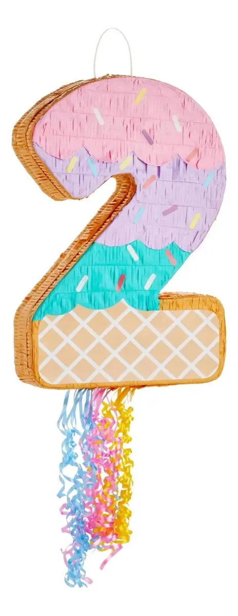 Corda De Piñata Sorvete Número 2 Para Decorações 42 X 29 X