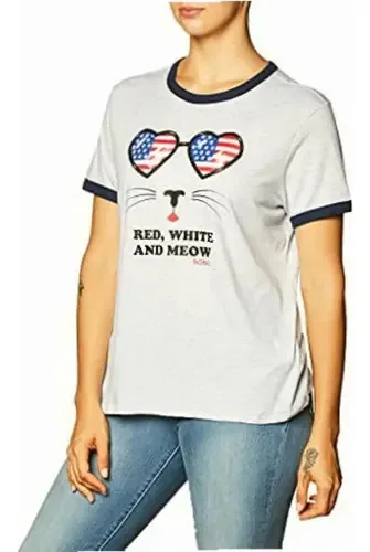 Camiseta Skechers para mulheres, cinza, vermelha, branca e miau, XXL