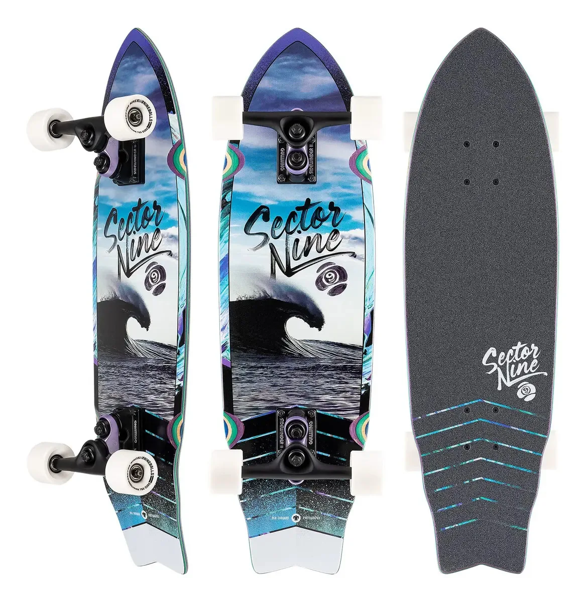 Longboard Sector 9 Wavepark Shadow, colorido, multicolorido