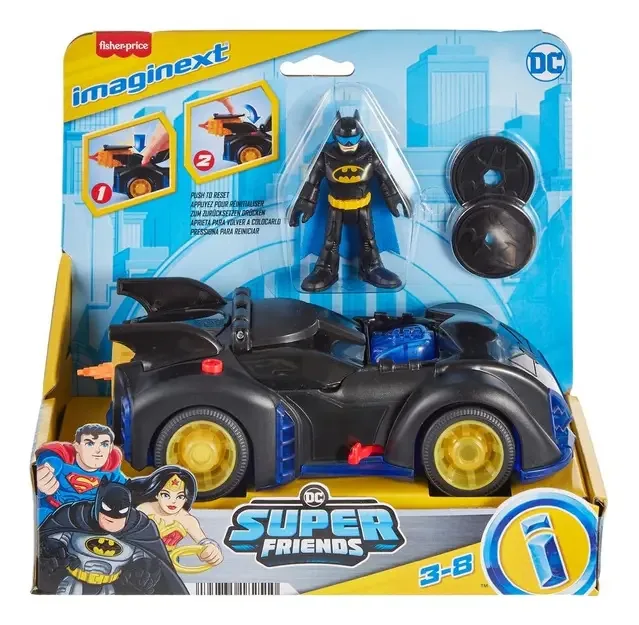 Imaginext - Batman com Batmobile lança Tazos - Super Amigos