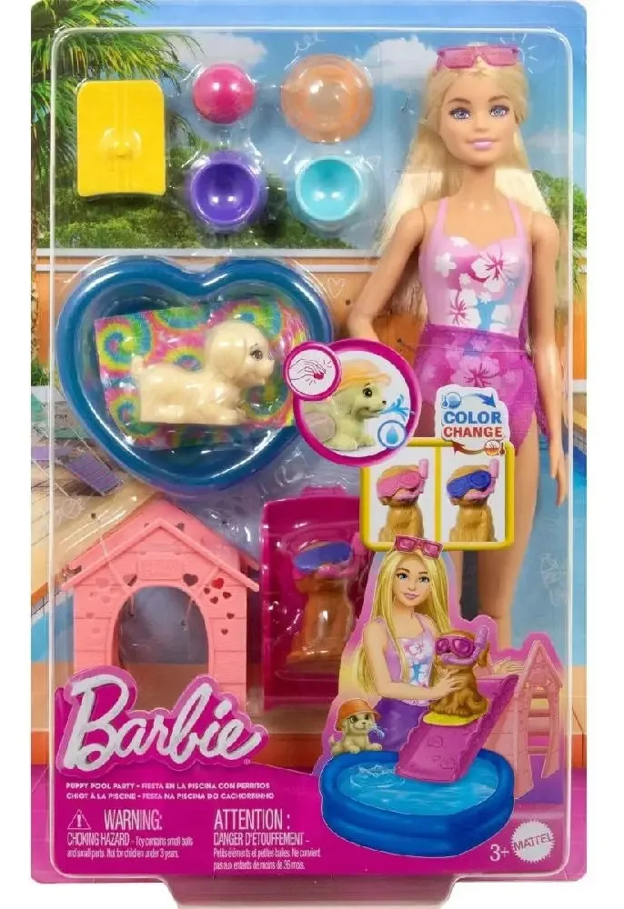 Barbie Festa Na Piscina Com Cachorrinhos Mattel
