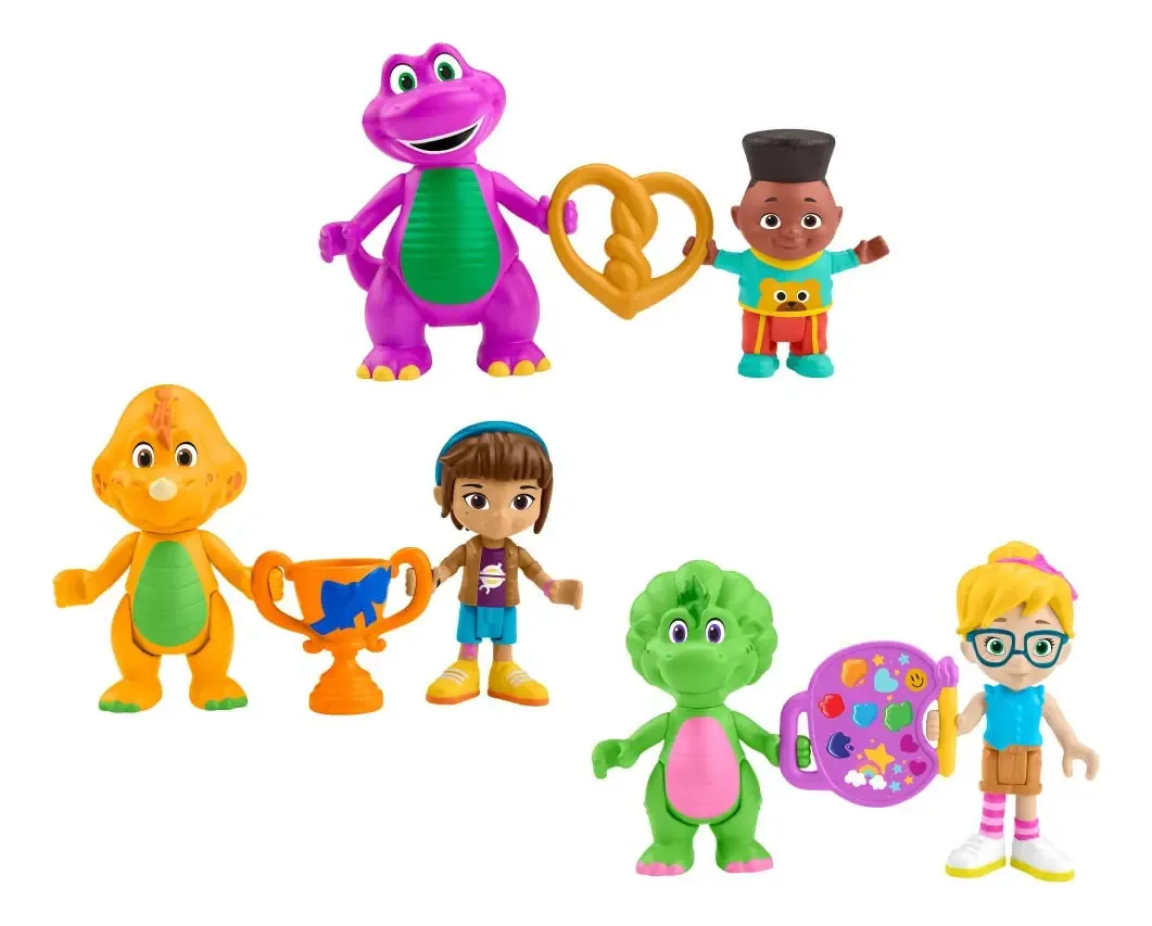 Figura de brinquedo Barney 2 bonecos de pequenos amigos