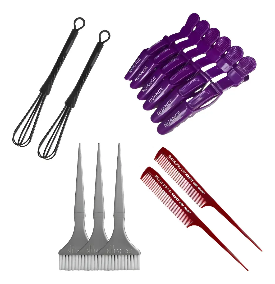 Kit Nuance de Pentes e Acessórios para Salão Profissional – 4 Peças de Plástico