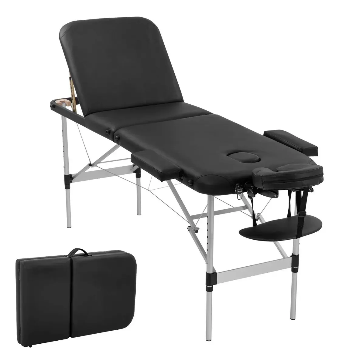 Mesa de massagem portátil 185 cm dobrável em altura ajustável