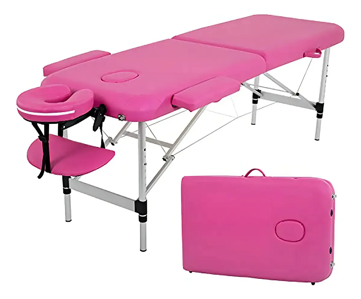 Cama de massagem portátil ajustável de alumínio de 73 polegadas